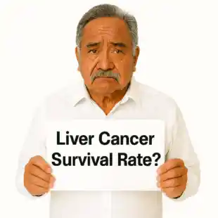 Liver Cancer Survival rate sign help by a Pacific Islander male. A Liver Cancer patient portrayal.