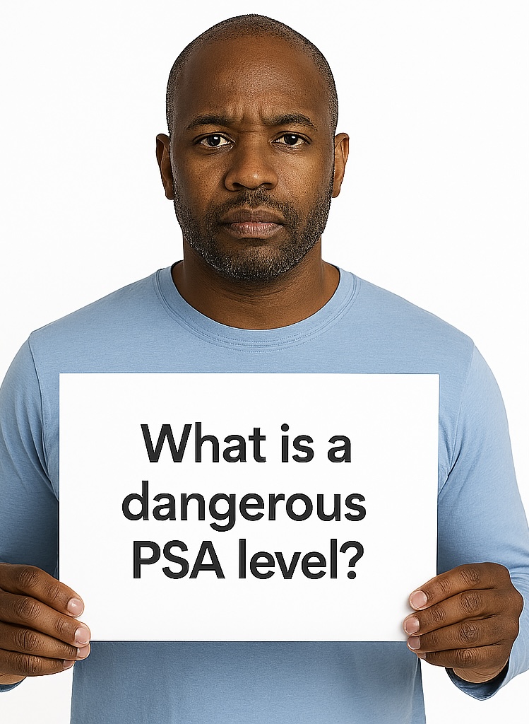What Is A Dangerous PSA Level Sign Being Held.